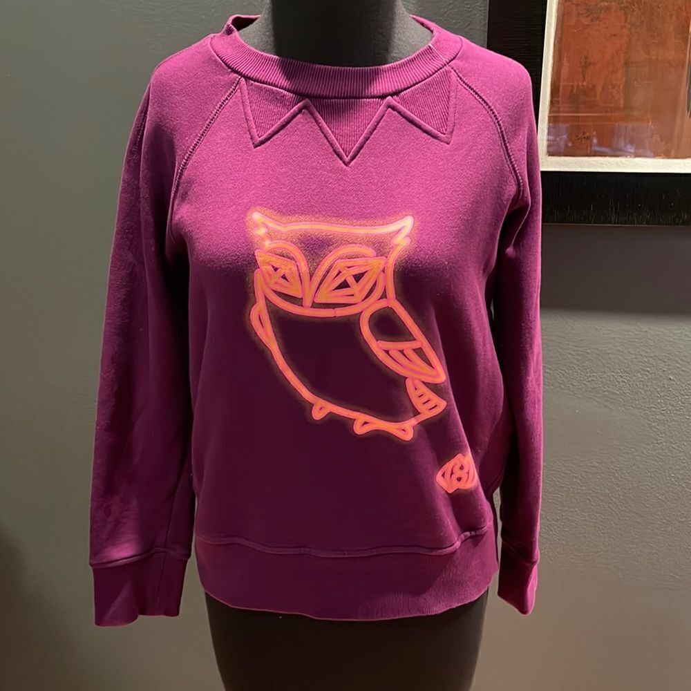 Lucky Chouette purple heavyweight owl graphic sweatshirt. Small.